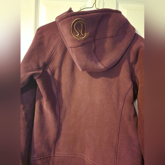 Lululemon Burgundy Scuba Hoodie w/ Lime accent - Picture 2 of 5